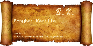 Bonyhai Kamilla névjegykártya